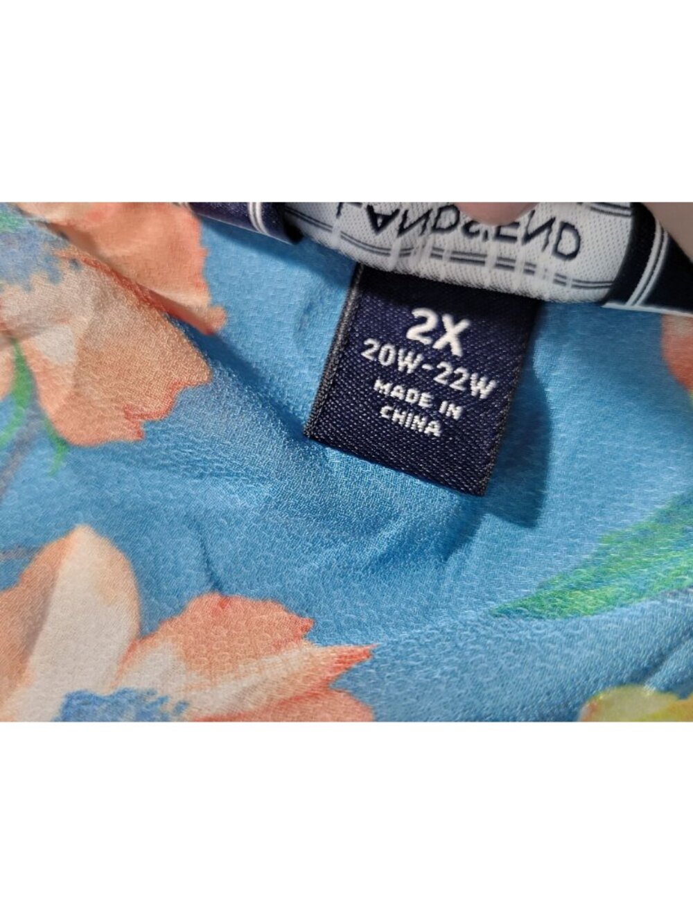 Lands' End womens Floral Sheer Blue Kimono Top With Pom Pom Trim Lightweight - Picture 5 of 10